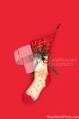 Image of Christmas Stocking Retro Tree Bauble Ornament 