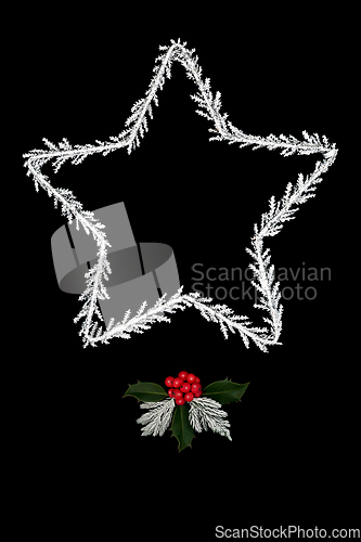 Image of Christmas Star of Bethlehem Wreath and Holly Decoration 
