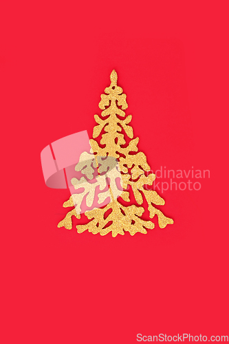 Image of Festive Gold Glitter Ornate Christmas Tree Minimal Design