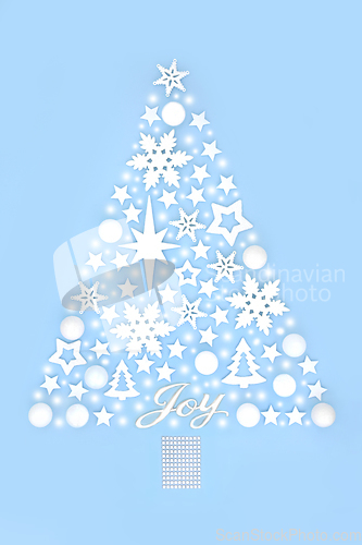 Image of Fantasy Christmas Tree with Joy Sign and Festive Ornaments 