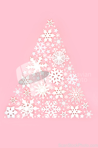 Image of Christmas Tree Sparkling Snowflake and Star Design