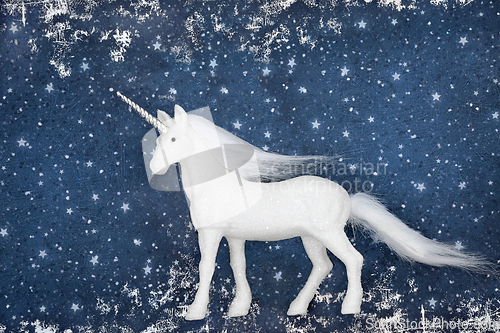 Image of Magical Unicorn Mythical Christmas Tree Decoration Background 