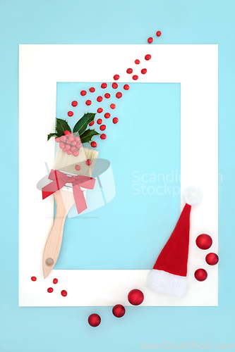 Image of Christmas Abstract Red Berry Paintbrush Splash Background