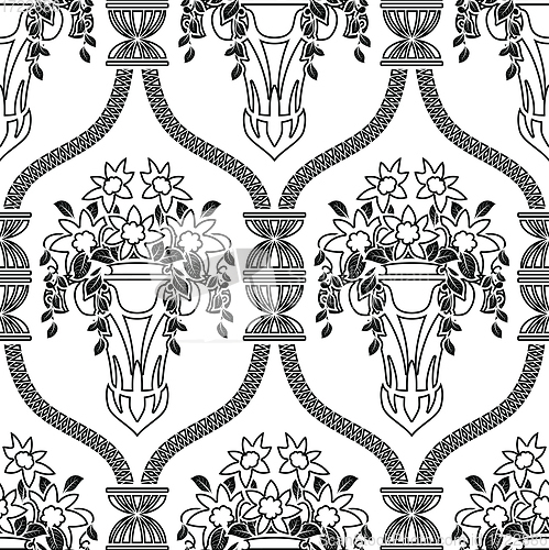 Image of Damask Seamless Outline Pattern