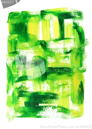 Image of Vibrant green and yellow oil painting