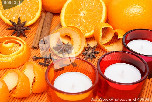 Image of Candles, oranges and spices