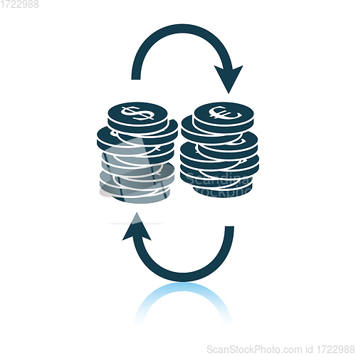 Image of Dollar euro coins stack icon