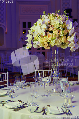 Image of flowers on table in wedding day