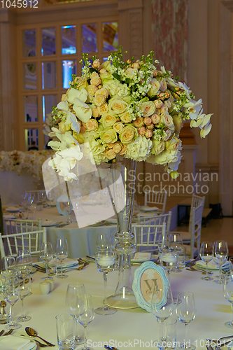 Image of flowers on table in wedding day