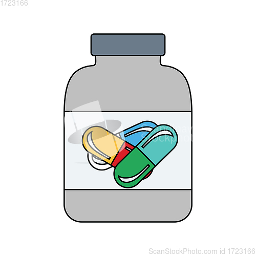 Image of Flat design icon of Fitness pills in container