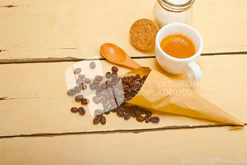 Image of espresso coffee and beans