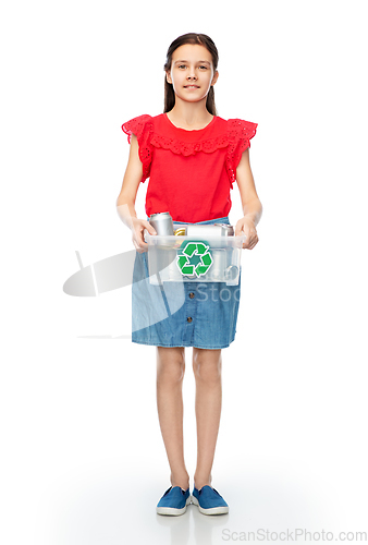 Image of smiling girl sorting metallic waste