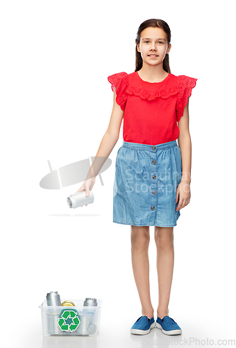 Image of smiling girl sorting metallic waste