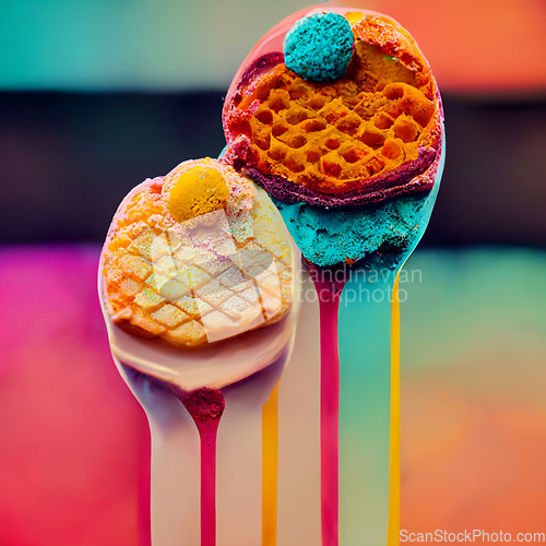 Image of Colorful ice cream. Abstract creative summer concept.