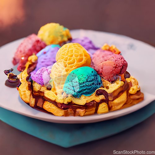 Image of Colorful ice cream. Abstract creative summer concept.