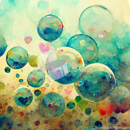 Image of Abstract colorful watercolor background surface. Fantastic foam 