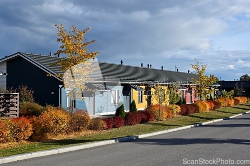 Image of residential area of houses in Finland in autumn