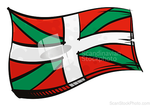 Image of Painted Basque Country flag waving in wind