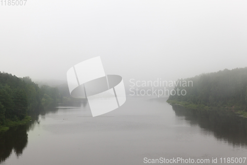 Image of river in cloudy foggy weather