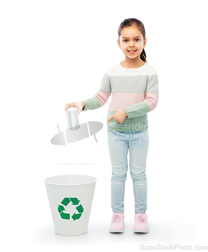 Image of smiling girl sorting metallic waste