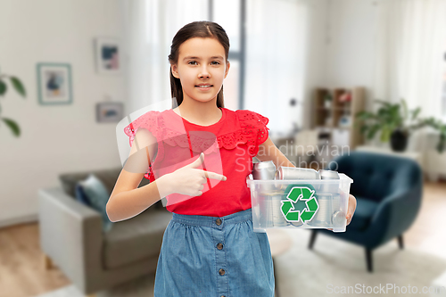 Image of smiling girl sorting metallic waste