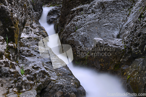 Image of detail of mountain waterfall in Apuseni