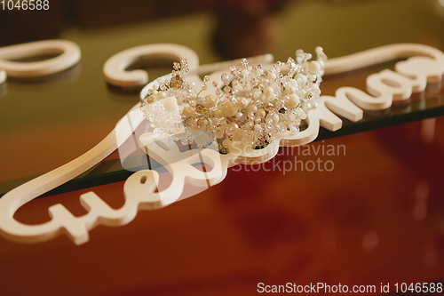 Image of composition of wedding accessories bride