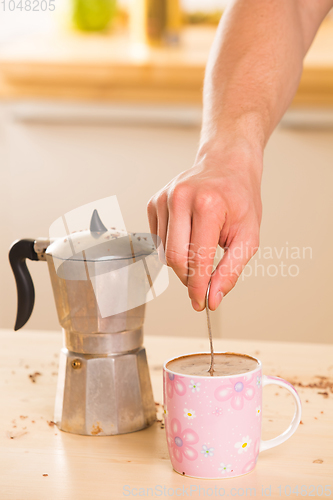 Image of Coffee in Italian style on a wooden table