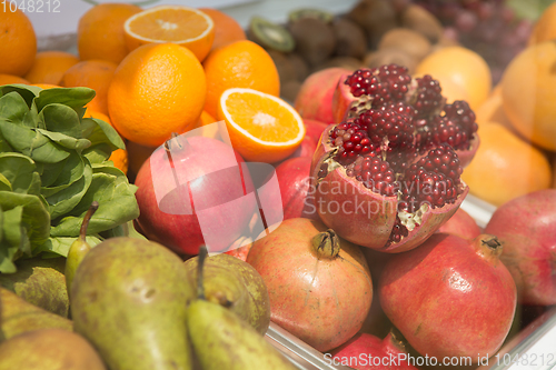 Image of Bright, fresh fruits. Creative background.