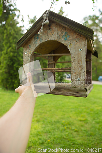 Image of feeders for birds in the Park