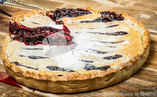 Image of Homemade Organic Berry Pie with blueberries and blackberries