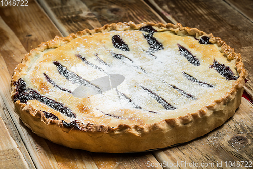 Image of Homemade Organic Berry Pie with blueberries and blackberries