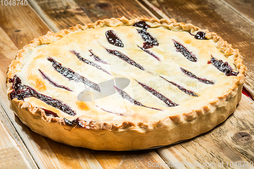 Image of Homemade Organic Berry Pie with blueberries and blackberries