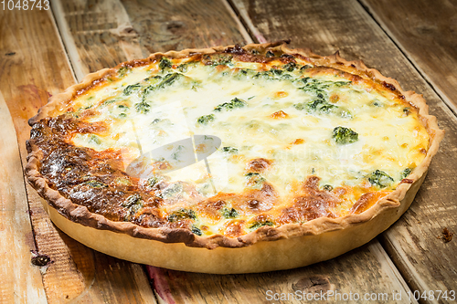 Image of Quiche - meat pie with chicken, broccoli and cheese