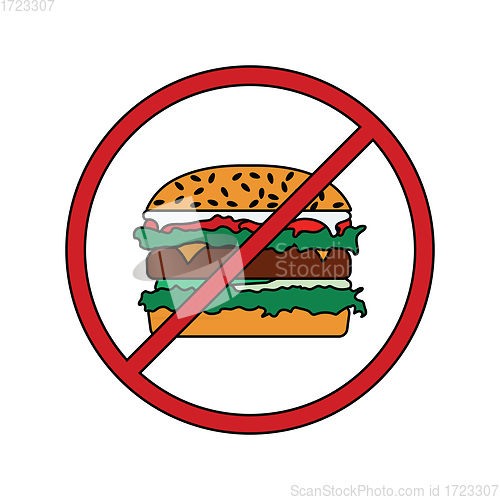 Image of Flat design icon of Prohibited hamburger