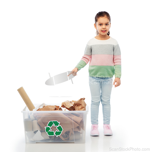 Image of smiling girl sorting paper waste