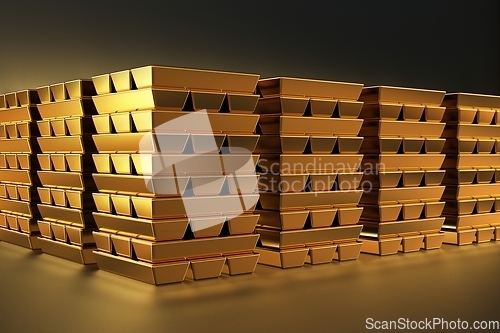 Image of Stacks of gold bars