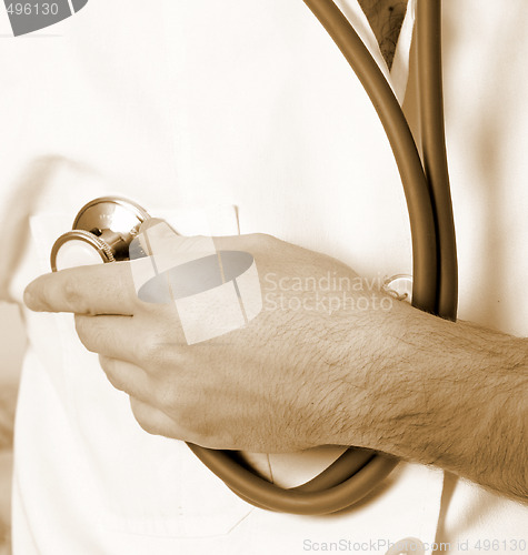 Image of Portrait of a young doctor with stethoscope.