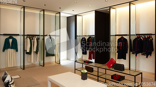 Image of luxury and fashionable european different clothes shop