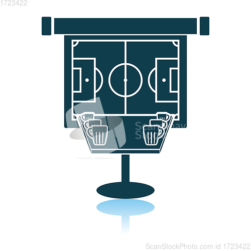 Image of Sport Bar Table With Mugs Of Beer And Football Translation On Pr