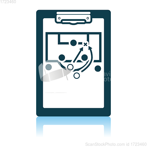 Image of Soccer Coach Tablet With Scheme Of Game Icon