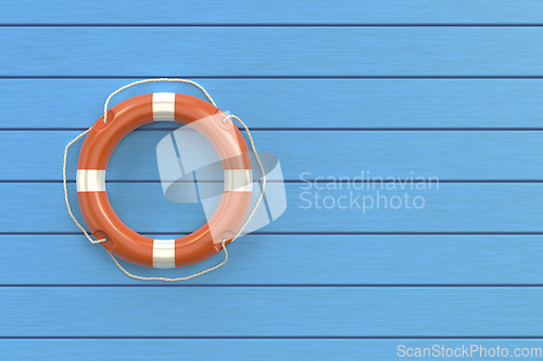 Image of Lifebuoy ring on the blue floor
