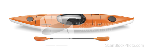 Image of Orange kayak with paddle