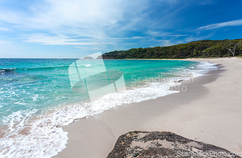 Image of Beautiful idyllic beach scene in Eden Australia