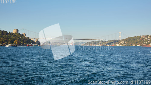 Image of Rumeli Castle and Fatih Sultan Mehmet Bridge in Istanbul, Turkey