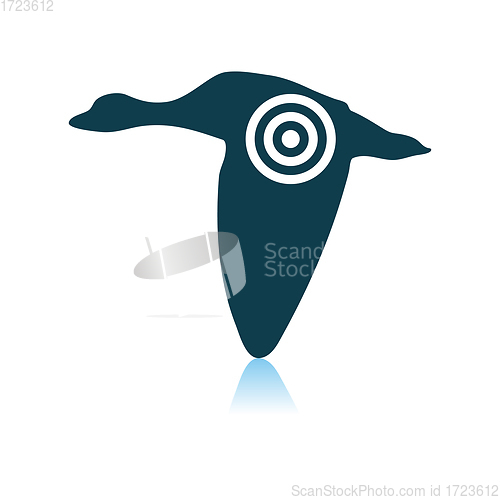 Image of Flying Duck Silhouette With Target Icon
