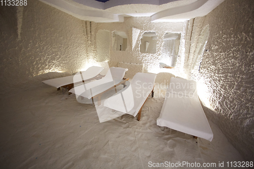 Image of Salt room. Halotherapy for treatment of respiratory diseases.