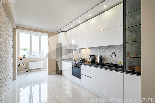 Image of White kitchen in classic style