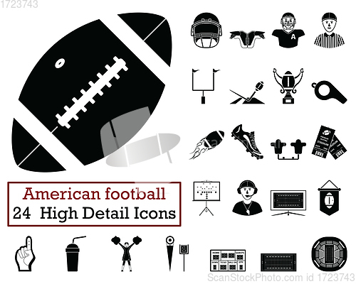 Image of Set of 24 American football Icons