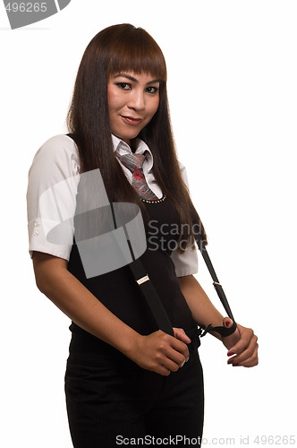 Image of Woman in suspenders